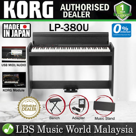 KORG LP-380U 88 Key Digital Piano Rosewood Black with Bench (LP380U LP 380U)