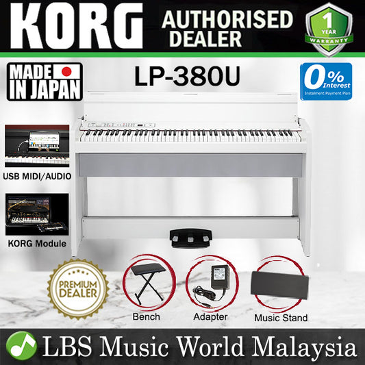 KORG LP-380U 88 Key Digital Piano White with Bench (LP380U LP 380U)