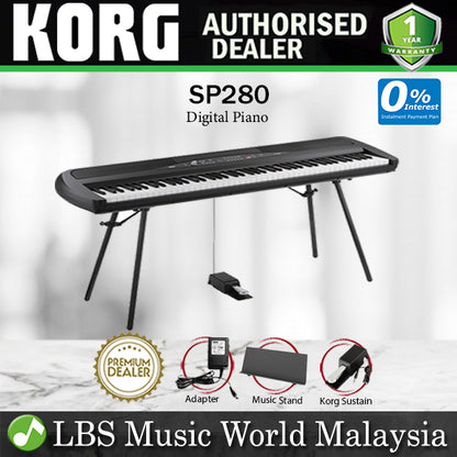 Korg SP280 88 Key Digital Piano with Speakers Black (SP-280)