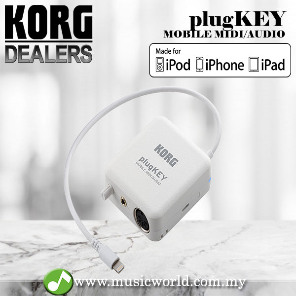[Discontinued] Korg PlugKey Mobile MIDI Audio Interface for iOS with Lightning Connector (White)