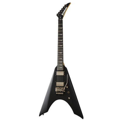KRAMER Nite-V Flying V Electric Guitar HH Pickup with Ebony Fingerboard and Tremolo (Nite V) - Satin Black
