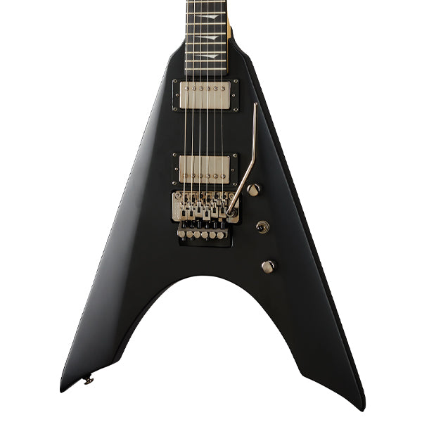 KRAMER Nite-V Flying V Electric Guitar HH Pickup with Ebony Fingerboard and Tremolo (Nite V) - Satin Black