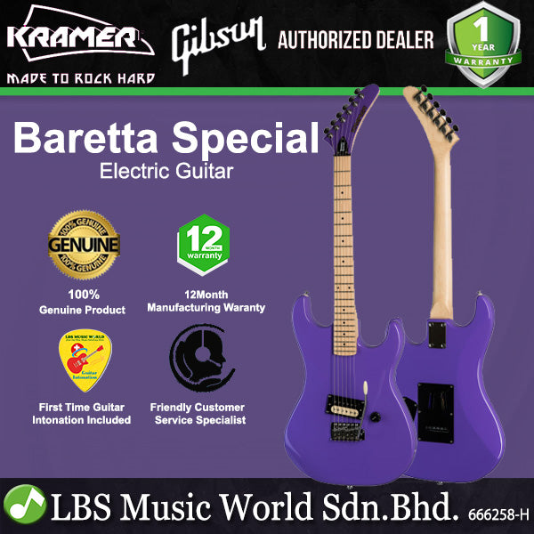 KRAMER Baretta Special Double Cutaway Electric Guitar Humbucker Pickup with Granadillo Fingerboard and Tremolo