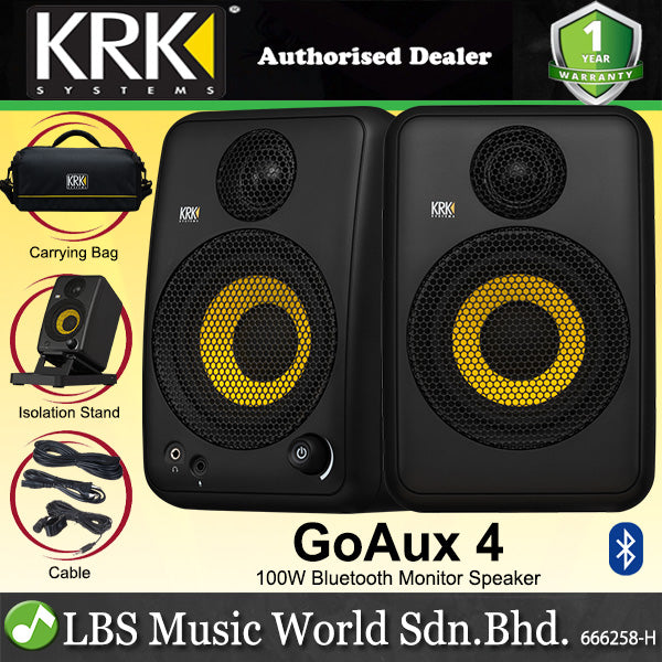 KRK GoAux 4 Portable Bluetooth Studio Monitor Speaker with Carrying Bag and Isolation Stand (Go Aux 4)