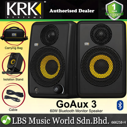 KRK GoAux 3 Portable Bluetooth Studio Monitor Speaker with Carrying Bag and Isolation Stand (Go Aux 3)