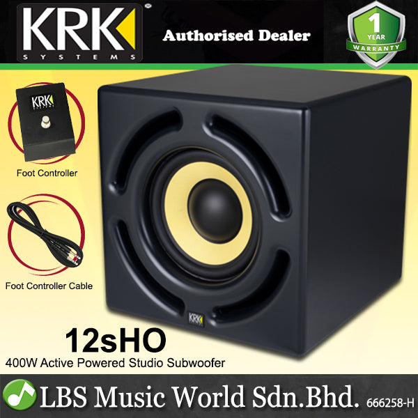 KRK 12sHO 12 Inch 400 Watts Active Powered Studio Monitor Subwoofer Footswitch (12s HO)