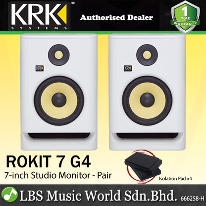KRK ROKIT 7 G4 7 Inch Powered Active Studio Monitor Speaker - White Noise (RP7G4WN RP7G4)