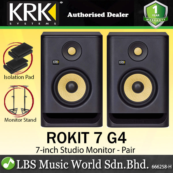 KRK ROKIT 7 G4 7 Inch Powered Active Studio Monitor Speaker - Black (RP7G4)