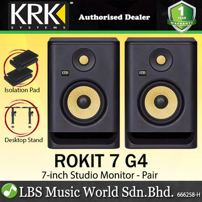 KRK ROKIT 7 G4 7 Inch Powered Active Studio Monitor Speaker - Black (RP7G4)