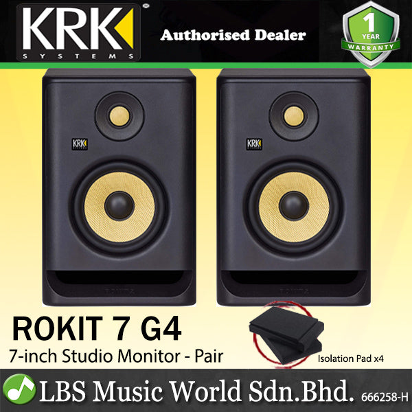 KRK ROKIT 7 G4 7 Inch Powered Active Studio Monitor Speaker - Black (RP7G4)