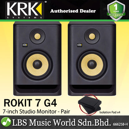 KRK ROKIT 7 G4 7 Inch Powered Active Studio Monitor Speaker - Black (RP7G4)