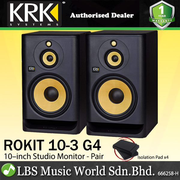 KRK ROKIT 10-3 G4 10 Inch 300 Watt 3-way Active Powered Studio Monitor Speaker (RP10G4 Rokit 10)