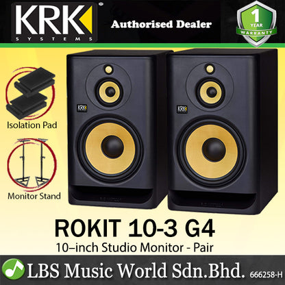 KRK ROKIT 10-3 G4 10 Inch 300 Watt 3-way Active Powered Studio Monitor Speaker (RP10G4 Rokit 10)