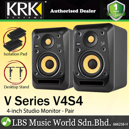KRK V4S4 V Series 4 Inch Powered Studio Monitor Reference Speaker (V4 S4)