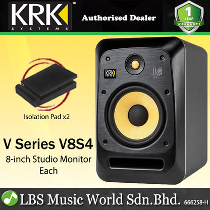 KRK V8S4 V Series 8 Inchj Powered Studio Monitor Reference Speaker with Isolation Pad - Each (V8 S4)