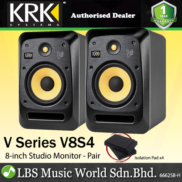 KRK V8S4 V Series 8 Inch Powered Studio Monitor Reference Speaker (V8 S4)