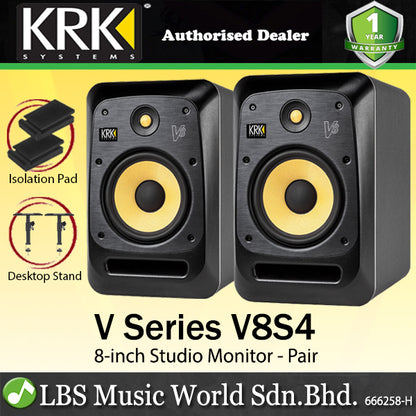KRK V8S4 V Series 8 Inch Powered Studio Monitor Reference Speaker (V8 S4)