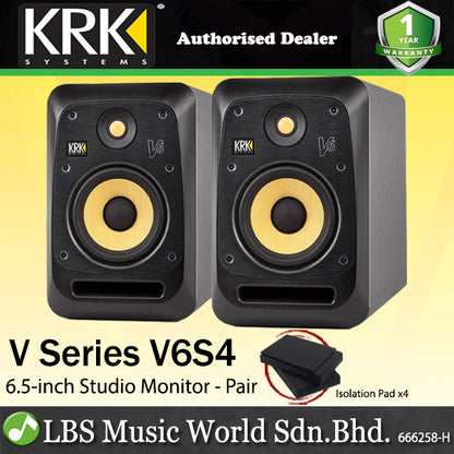 KRK V6S4 V Series 6.5 Inch Powered Studio Monitor Reference Speaker (V6 S4)