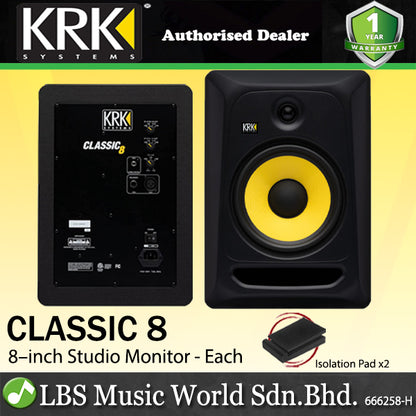 KRK Classic 8 Inch Active Powered Studio Monitor Speaker (CL8G3)
