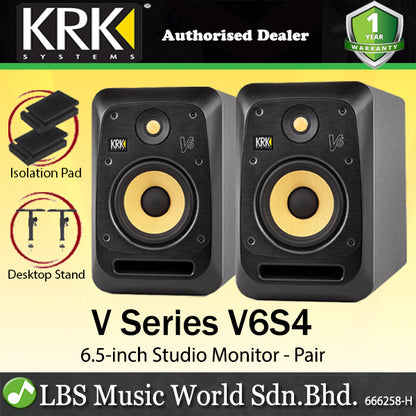 KRK V6S4 V Series 6.5 Inch Powered Studio Monitor Reference Speaker (V6 S4)