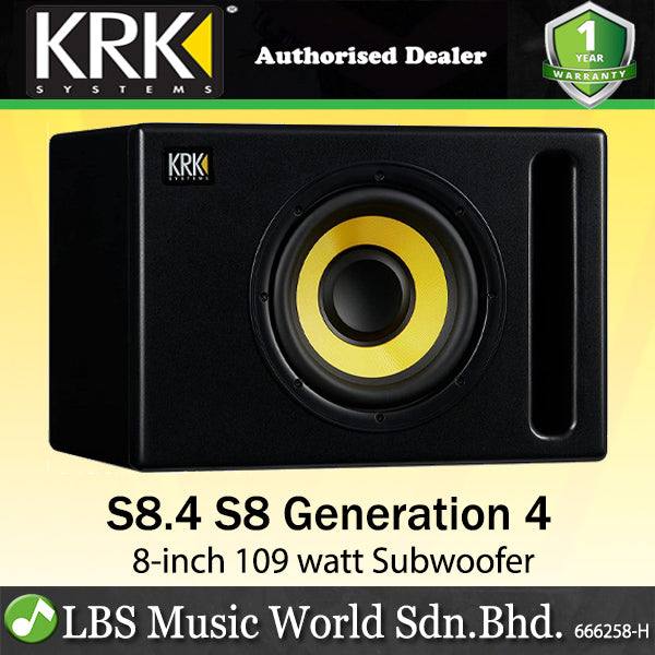 KRK S8.4 8 Inch 109 Watt Active Powered Studio Subwoofer Speaker (S8)