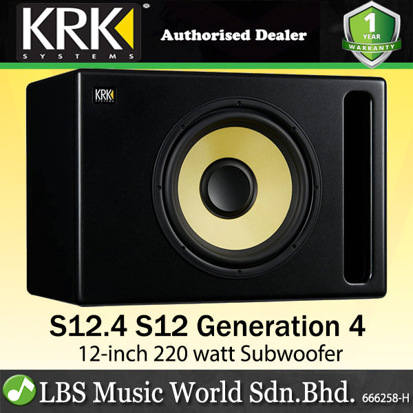 KRK S12.4 12 Inch 220 Watt Active Powered Studio Subwoofer Speaker (S12)