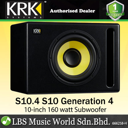 KRK S10.4 10 Inch 160 Watt Active Powered Studio Subwoofer Speaker (S10)