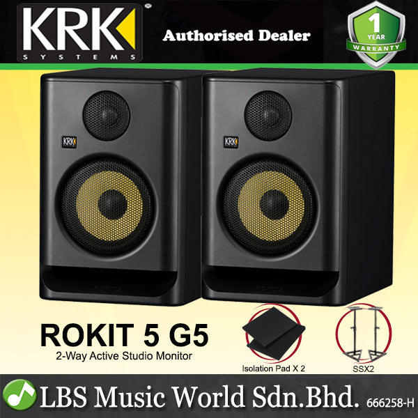 KRK ROKIT 5 G5 Powered Active 5 Inch Two Way Studio Monitor Speaker Gen 5 - Black (RP5G5)