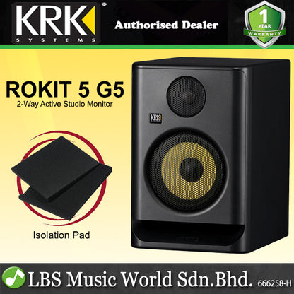 KRK ROKIT 5 G5 Powered Active 5 Inch Two Way Studio Monitor Speaker Gen 5 - Black (RP5G5)