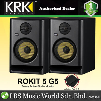 KRK ROKIT 5 G5 Powered Active 5 Inch Two Way Studio Monitor Speaker Gen 5 - Black (RP5G5)