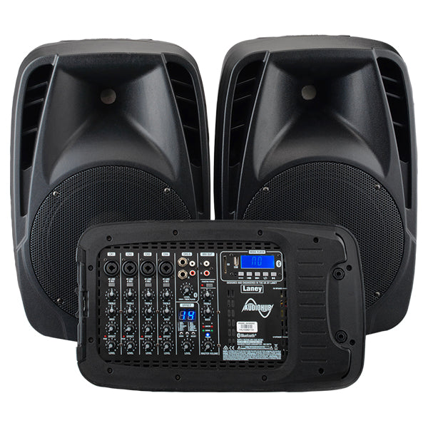 Laney AH2500D 2 x 500 Watts 6 Channel Audiohub Bluetooth Powered Portable Speaker PA System with Microphone and Mic Cable
