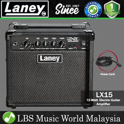 Laney LX15 15 Watt 2 X 5 Inch Woofer Speaker Amp Electric Guitar Combo Amplifier Black (LX 15)