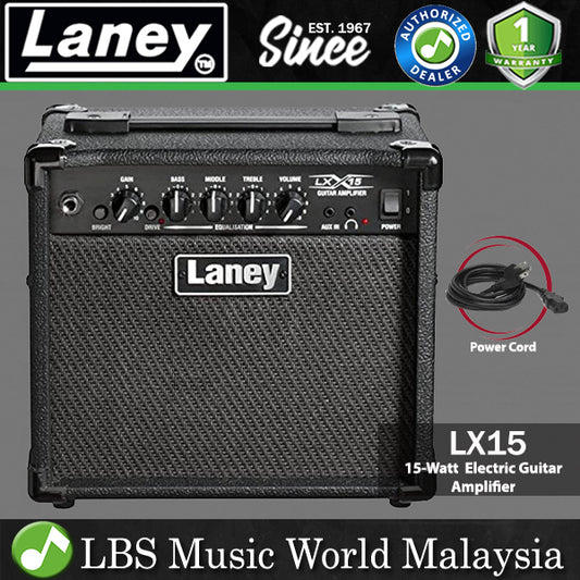 Laney LX15 15 Watt 2 X 5 Inch Woofer Speaker Amp Electric Guitar Combo Amplifier Black (LX 15)