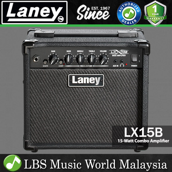 Laney LX15B 15 Watt 2X5 Inch Woofer Speaker Amp LXB Series Bass Guitar Combo Amplifier (LX15 B)
