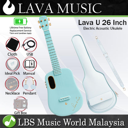 Lava Music Lava U 26 Inch Electric Acoustic Electric Tenor Ukulele With Freeboost Effect & Speaker - Ocean Blue (Limited Edition)