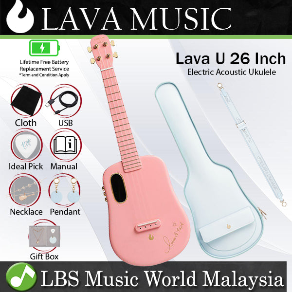 Lava Music Lava U 26 Inch Electric Acoustic Electric Tenor Ukulele With Freeboost Effect & Speaker - Sparkle Sakura (Limited Edition)
