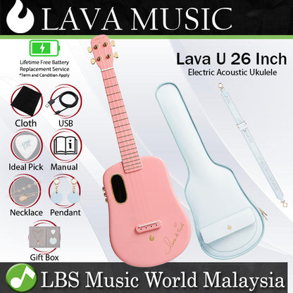 Lava Music Lava U 26 Inch Electric Acoustic Electric Tenor Ukulele With Freeboost Effect & Speaker - Sparkle Sakura (Limited Edition)