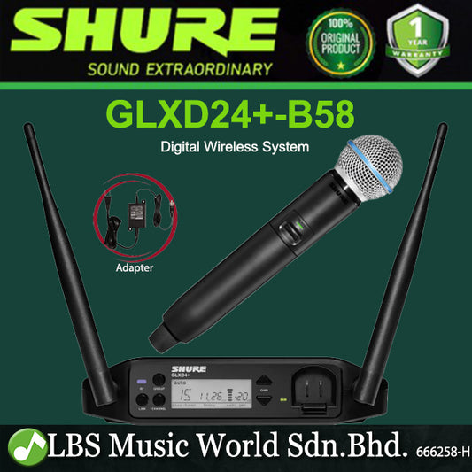 Shure GLXD24+/B58 Digital Wireless Handheld System with Beta 58A Microphone (GLXD24+ B58)