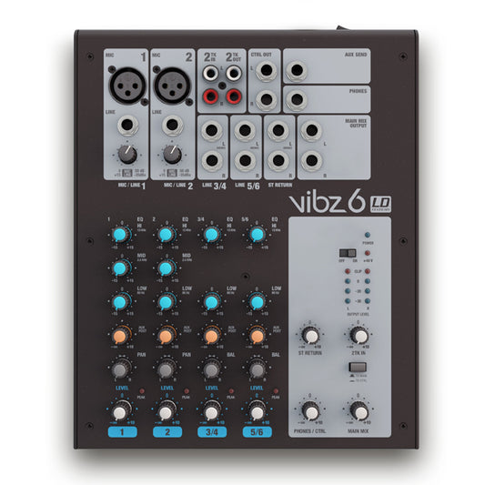 LD Systems VIBZ 6 6 Channel Mixing Console Mixer with 2 Channel Microphone (VIBZ-6 VIBZ6)