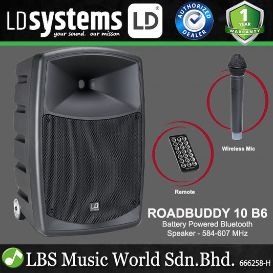 LD Systems ROADBUDDY 10 B5 480 Watt Battery Powered Bluetooth Speaker with Mixer and Wireless Microphone