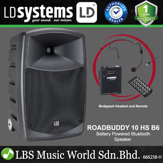 LD Systems ROADBUDDY 10 HS B6 Battery Powered Bluetooth Speaker with Mixer, Bodypack and Headset