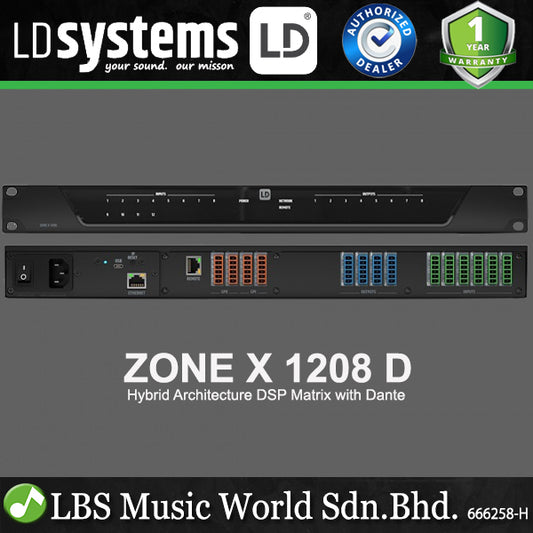 LD Systems ZONE X 1208 D Hybrid Architecture DSP Matrix with 12 in and 8 Out Plus Dante (LDZONEX1208-DINT LDZONEX1208)