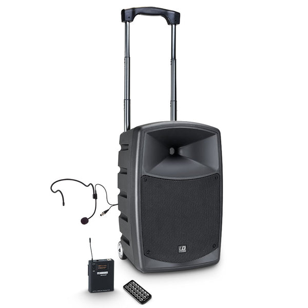 LD Systems ROADBUDDY 10 HS B5 480 Watt Battery Powered Bluetooth Speaker with Mixer, Bodypack and Headset