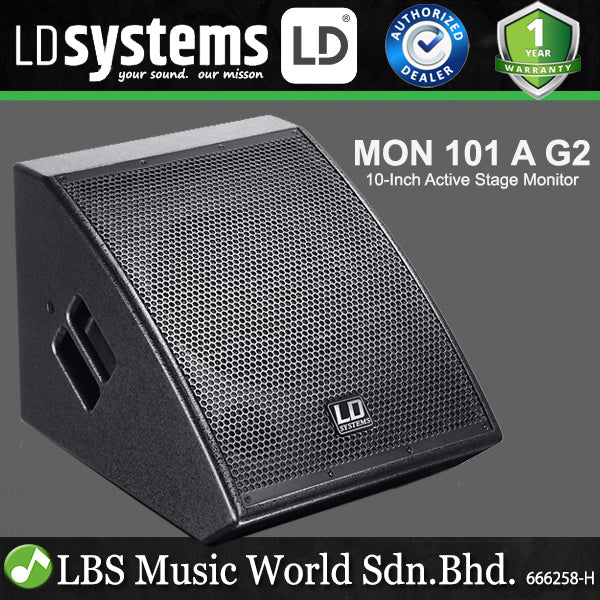 LD Systems MON 101 A G2 600 Watt 10 Inch Speaker Active Stage Monitor (MON101AG2 LDMON101AG2)