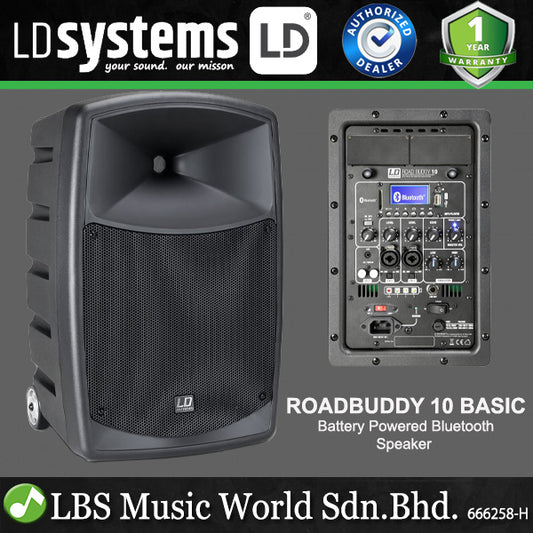 LD Systems ROADBUDDY 10 BASIC 480 Watt Battery Powered Bluetooth Speaker with Built in Wheel