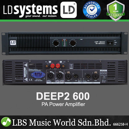 LD Systems DEEP2 600 2 x 3 Watt 2 Ohms Amp PA Power Amplifier (DP600 DP 600)