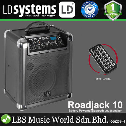 LD Systems Roadjack 10 Battery Powered Bluetooth Rechargeable Loudspeaker with Mixer and 2 Way Speaker (LDRJ10)