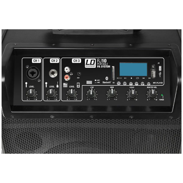 LD Systems Roadjack 10 Battery Powered Bluetooth Rechargeable Loudspeaker with Mixer and 2 Way Speaker (LDRJ10)