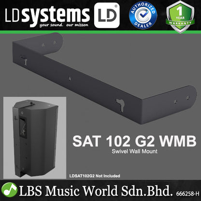 LD Systems SAT 102 G2 WMB Powder Coated Steel Swivel Wall Mount for LDSAT102G2 (SAT102G2 WMB)