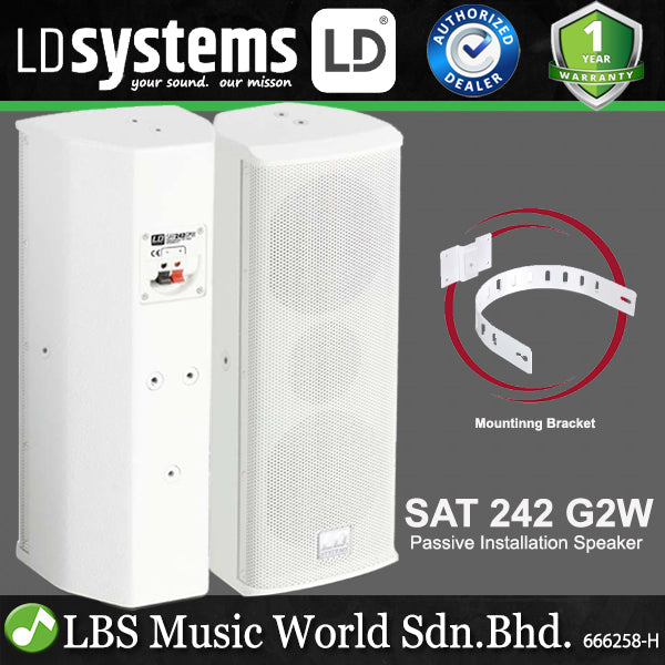 LD Systems SAT 242 G2 100 Watt 2 X 4 Inch Passive Installation Wall Mounted Loudspeaker (LDSAT242G2)